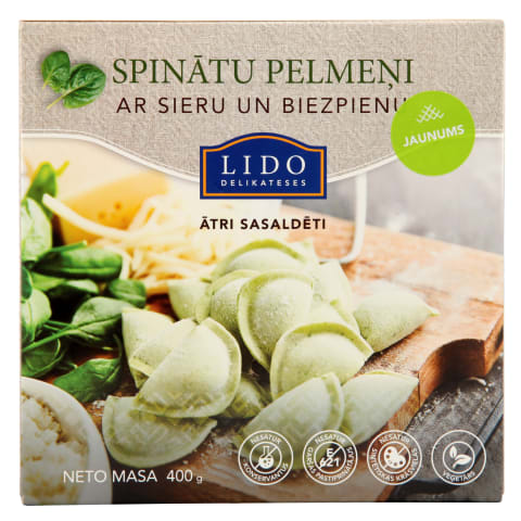 Pelmeņi spinātu ar biezp. un sieru 400g
