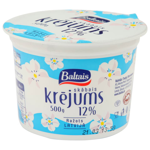 Skābais krējums Baltais 12% 500g