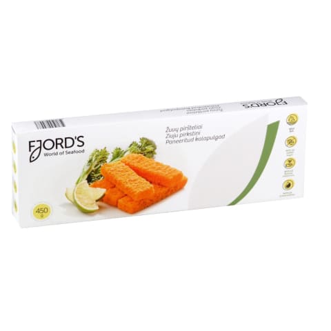 Žuvų piršteliai džiūvėsėl. FJORDS, 65%, 450g