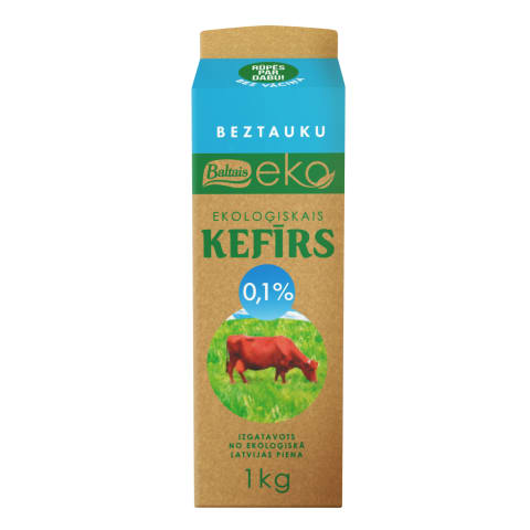 Kefīrs Baltais beztauku EKO 0,1% 1kg