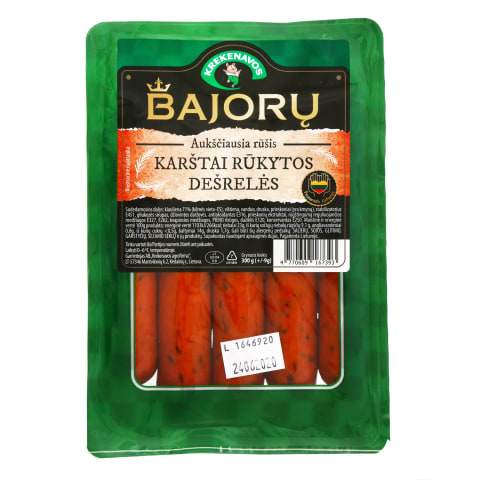 K.r., BAJORŲ kiaulienos dešrelės,300g