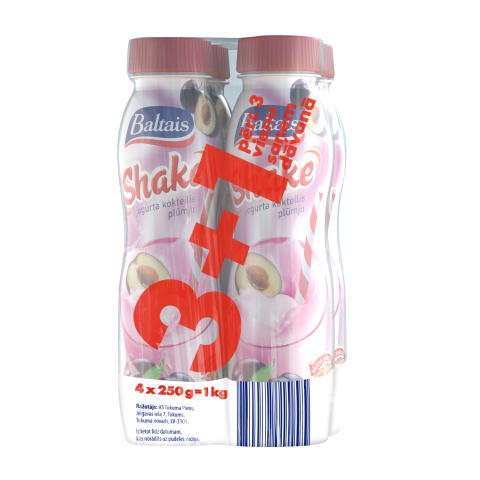 Jogurta kokteilis Baltais Shake plūmju 4x250g