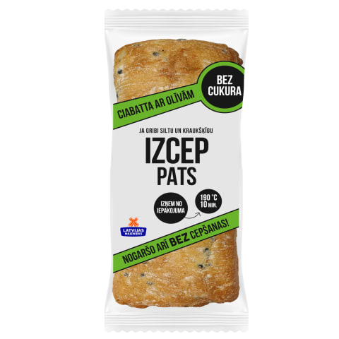 Ciabatta Izcep Pats ar melnām olīvām 220g
