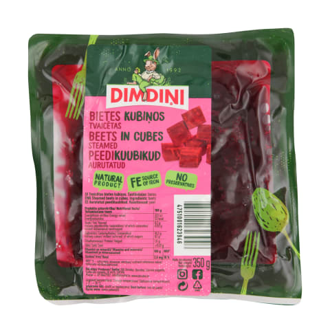 Tvaicētas bietes kubiņos, 350g