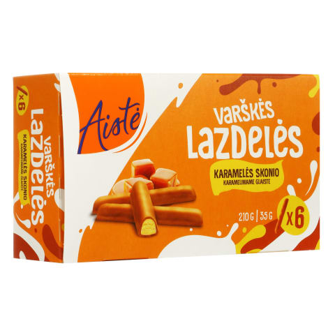 Karamelės sk. varškės lazdelės AISTĖ, 6 x 35g