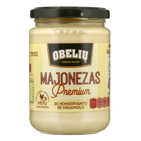 OBELIŲ majonezas PREMIUM, 71 % rieb., 350 ml