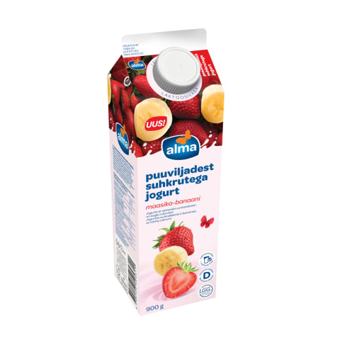 Jogurt maasikas-banaan puuviljadest suhkrutega, ALMA, 900 g