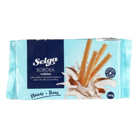 Vafliniai vamzdeliai su kokos.SELGA, 160 g