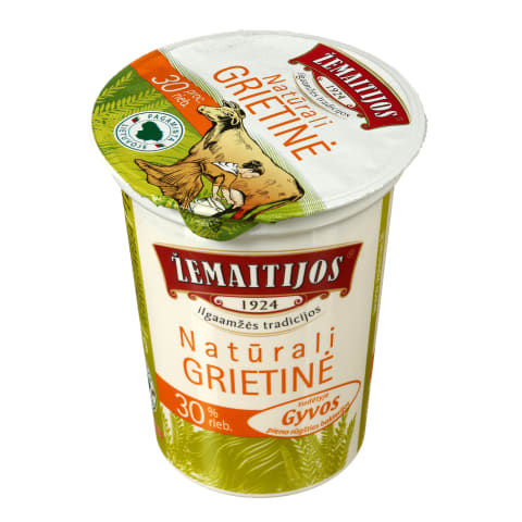 ŽEMAITIJOS natūrali grietinė, 30% rieb., 400g