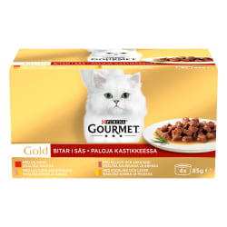 Kačių ėdalas su mėsa GOURMET GOLD, 4 X 85 g