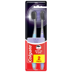 Dantų šepetėlis COLGATE HIGH DENSITY CHARCOAL, minkštas, 2 vnt.