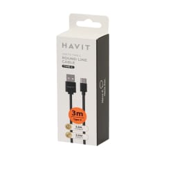 HAVIT 8725 2.USB A-TYPE C greito įkrovimo ir duomenų perdavimo kabelis, 2m