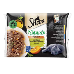 Konservuotas įvairių produktų kačių ėdalo rinkinys padaže SHEBA, 4 x 85 g