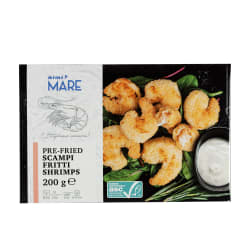 Šaldytos, džiūvėsėliuose apkeptos, krevetės SCAMPI FRITTI RIMI MARE ASC, 200 g