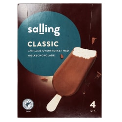 Valgomieji vaniliniai ledai su šokolado glaistu SALLING, 4 x 72 g/ 100 ml