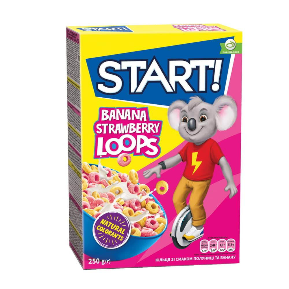 Sausās brok. Start! banānu, zemeņu gredz.250g