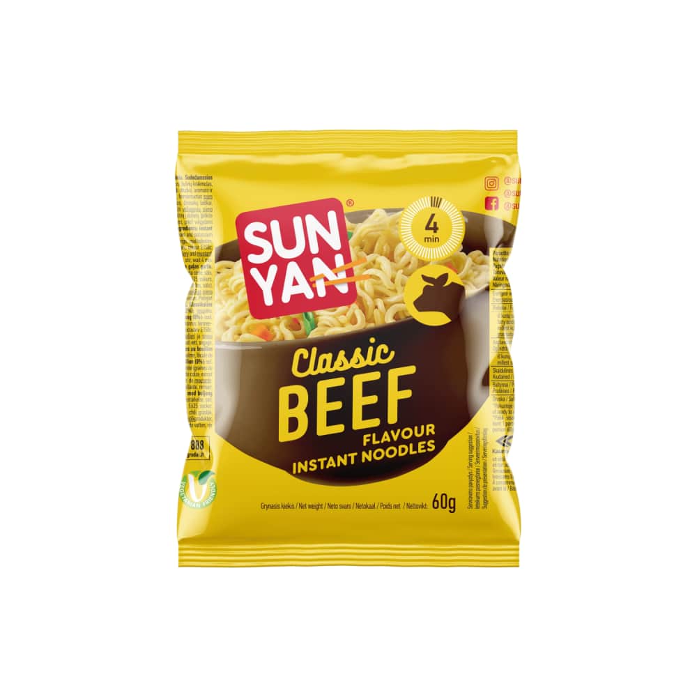 Nūdeles Sun Yan ar liellopa garšu 60g