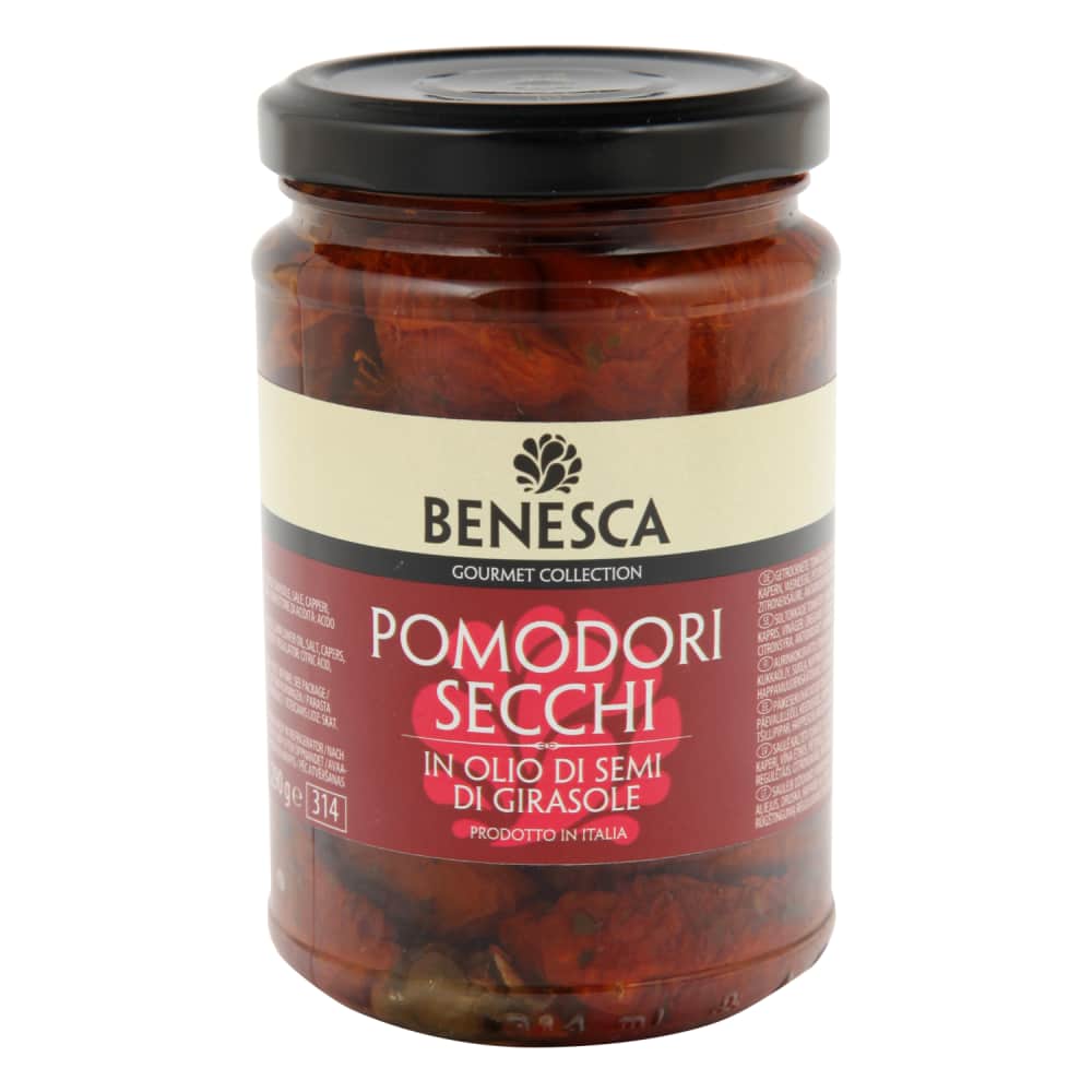 Saulē kaltēti tomāti Benesca eļļā 280g/180g