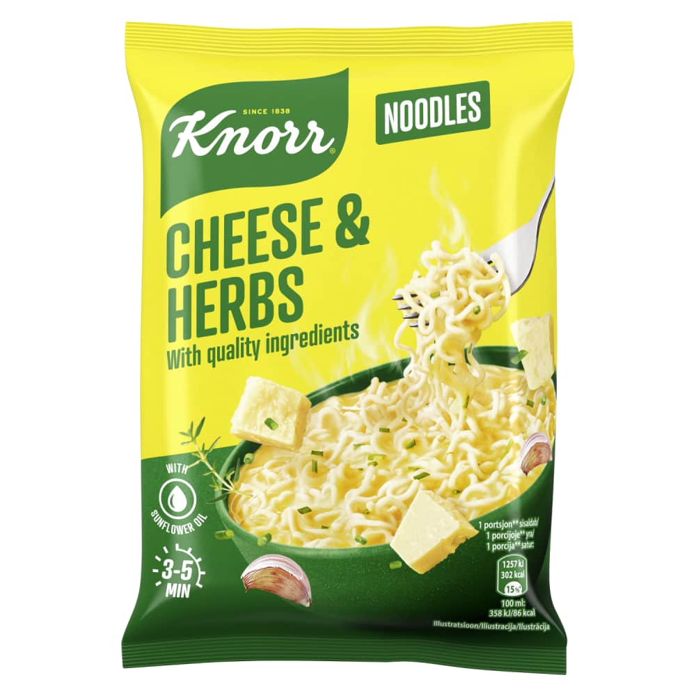 Nūdeles Knorr ar sieru, zaļum. ātri pag. 61g