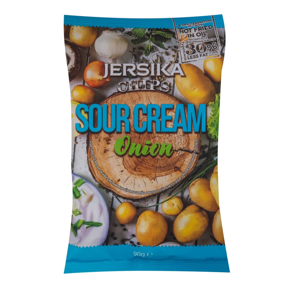 Čipsi Jersika skābā krējuma, sīpolu garš. 90g