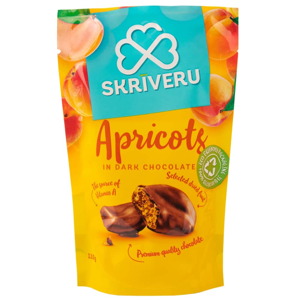 Aprikozes Skrīveru tumšajā šokolādē 110g