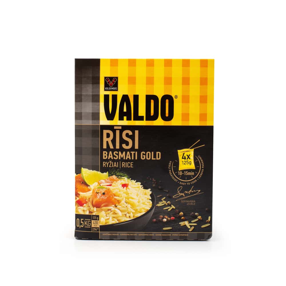 Rīsi Valdo Basmati Gold tvaicēti 4x125g