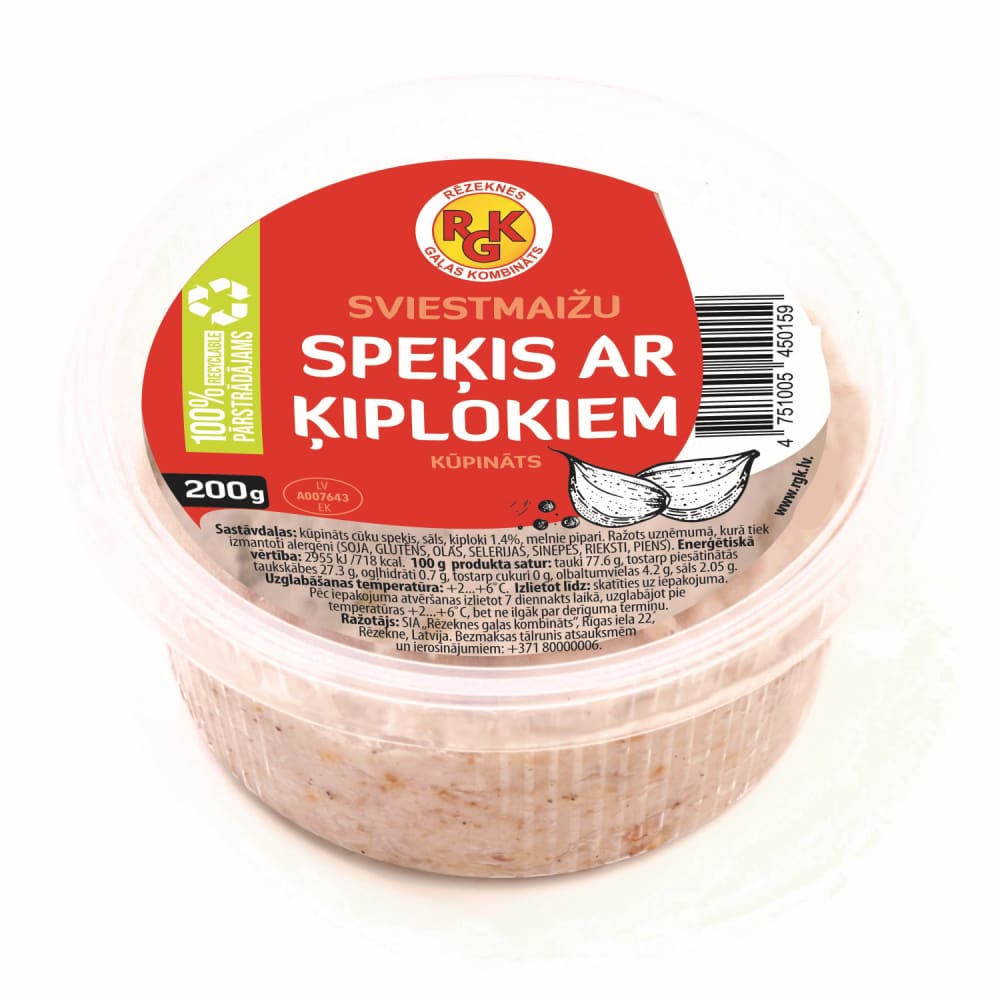 Speķis sviestmaižu ar ķiplokiem 200g