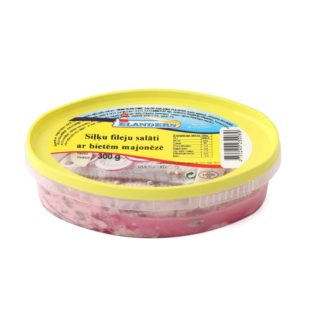 Siļķu gabaliņi majonēzē ar bietēm 300g