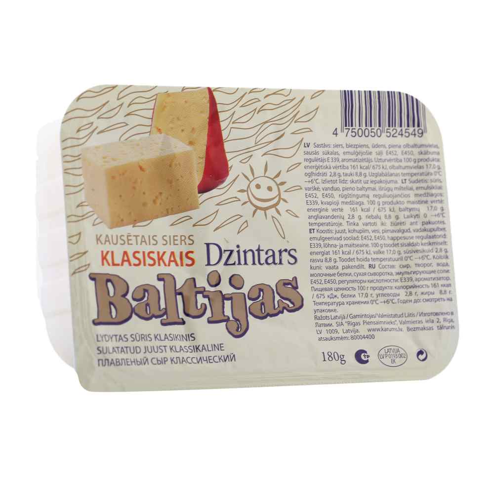 Kausētais siers Baltijas Dzintars klasis.180g