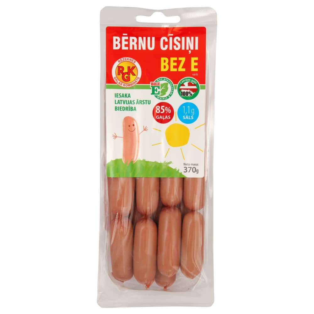 Cīsiņi Bērniem vārīti, bez E 370g