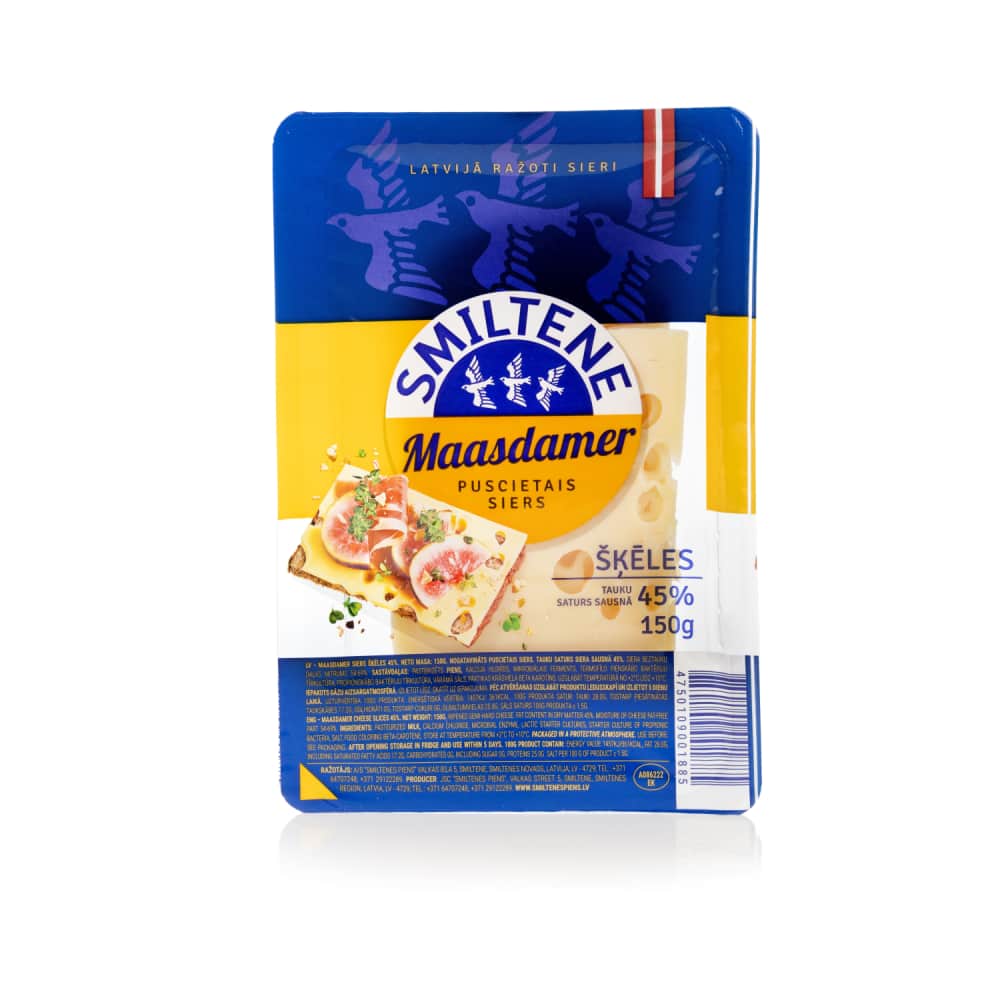 Maasdamer siers Smiltene šķēlēs 45% 150g