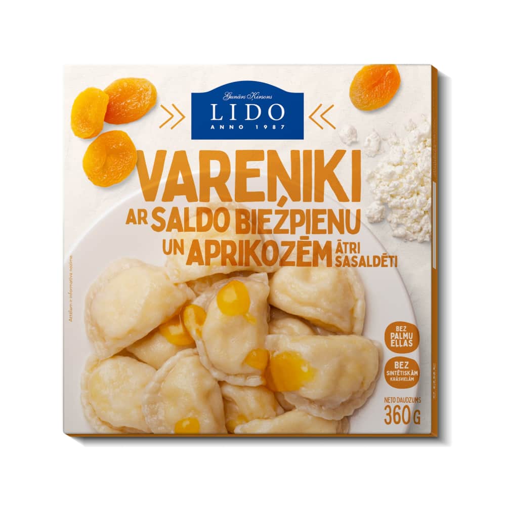 Vareņiki Lido ar sald.biezp. un aprikoz. 360g