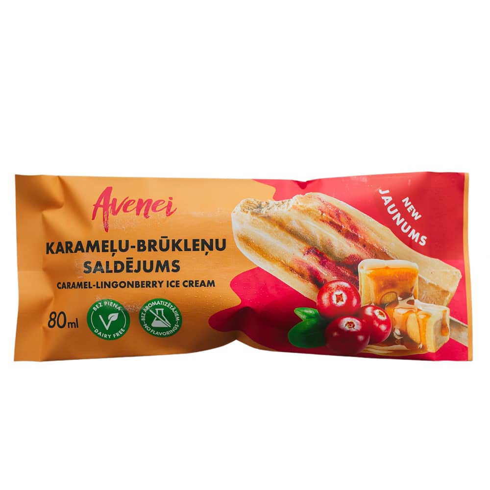 Saldējums Avenei karameļu - brūkleņu 80ml/80g