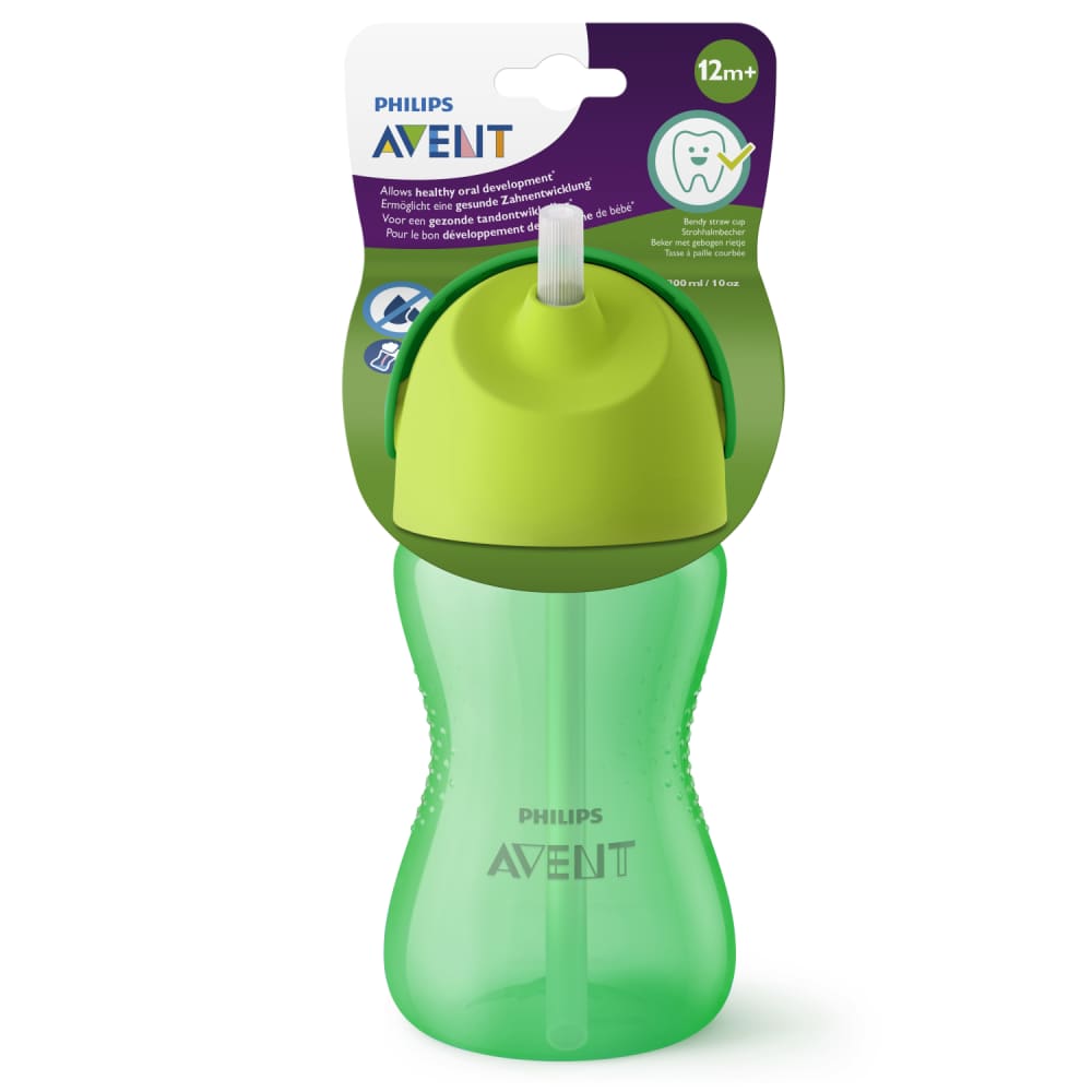 Krūzīte ar salmiņu 300 ml 12m zaļa