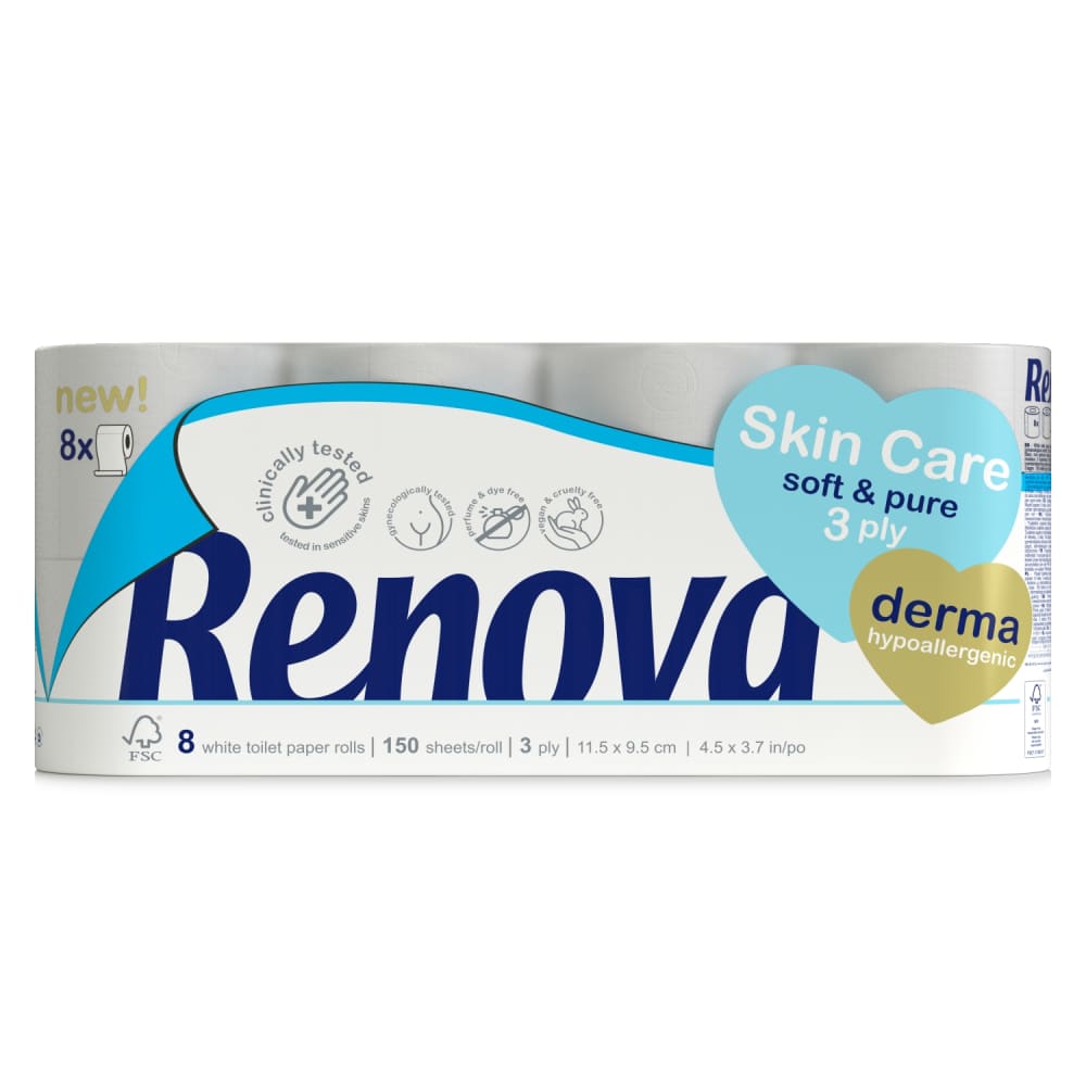 Tualetes papīrs Renova Derma 3s, 8r