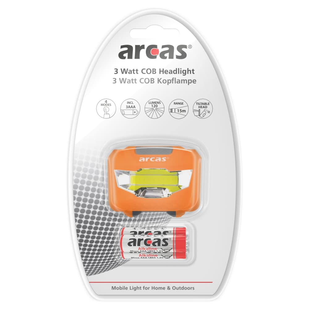 Galvas lukturis Arcas 3W LED +3xAAA