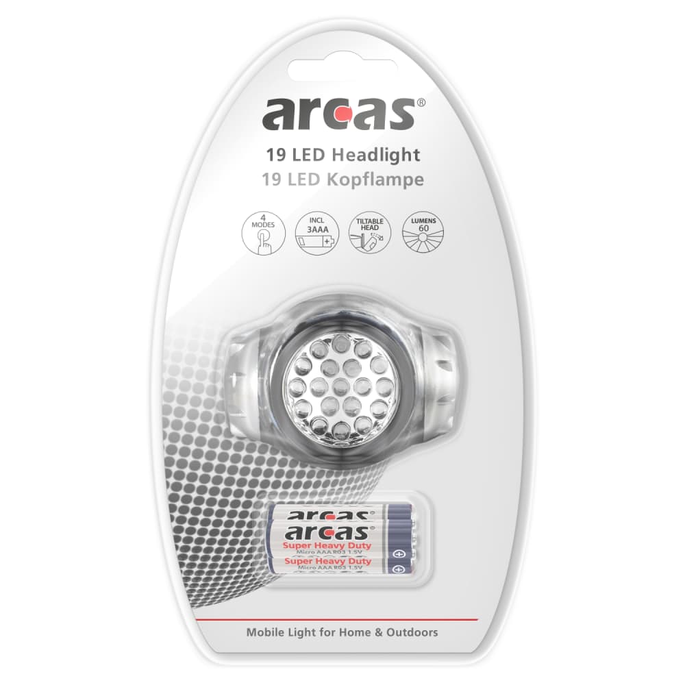 Galvas lukturis Arcas 19xLED-KL +3 x AAA
