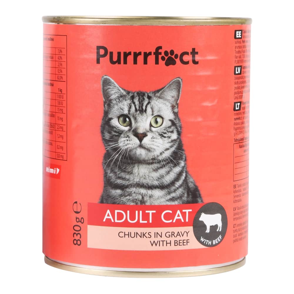 Kaķu barība Purrrfect ar liellopu 820g