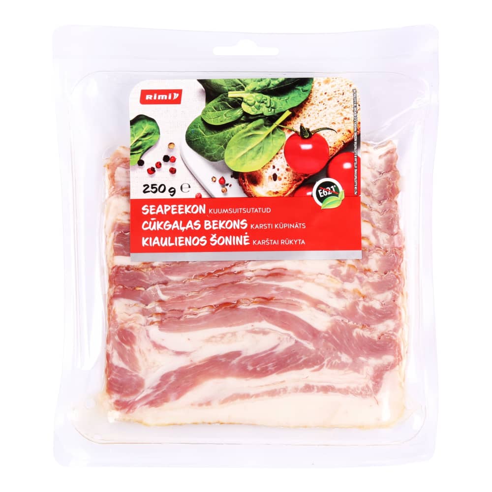 Cūkgaļas bekons Rimi k/k šķēlēs 250g