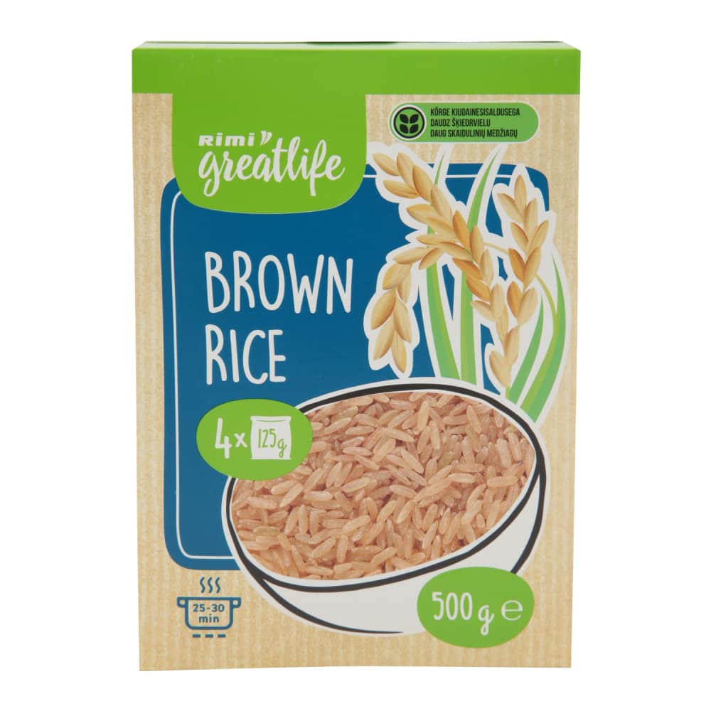 Brūnie rīsi Rimi GreatLife 4x125g