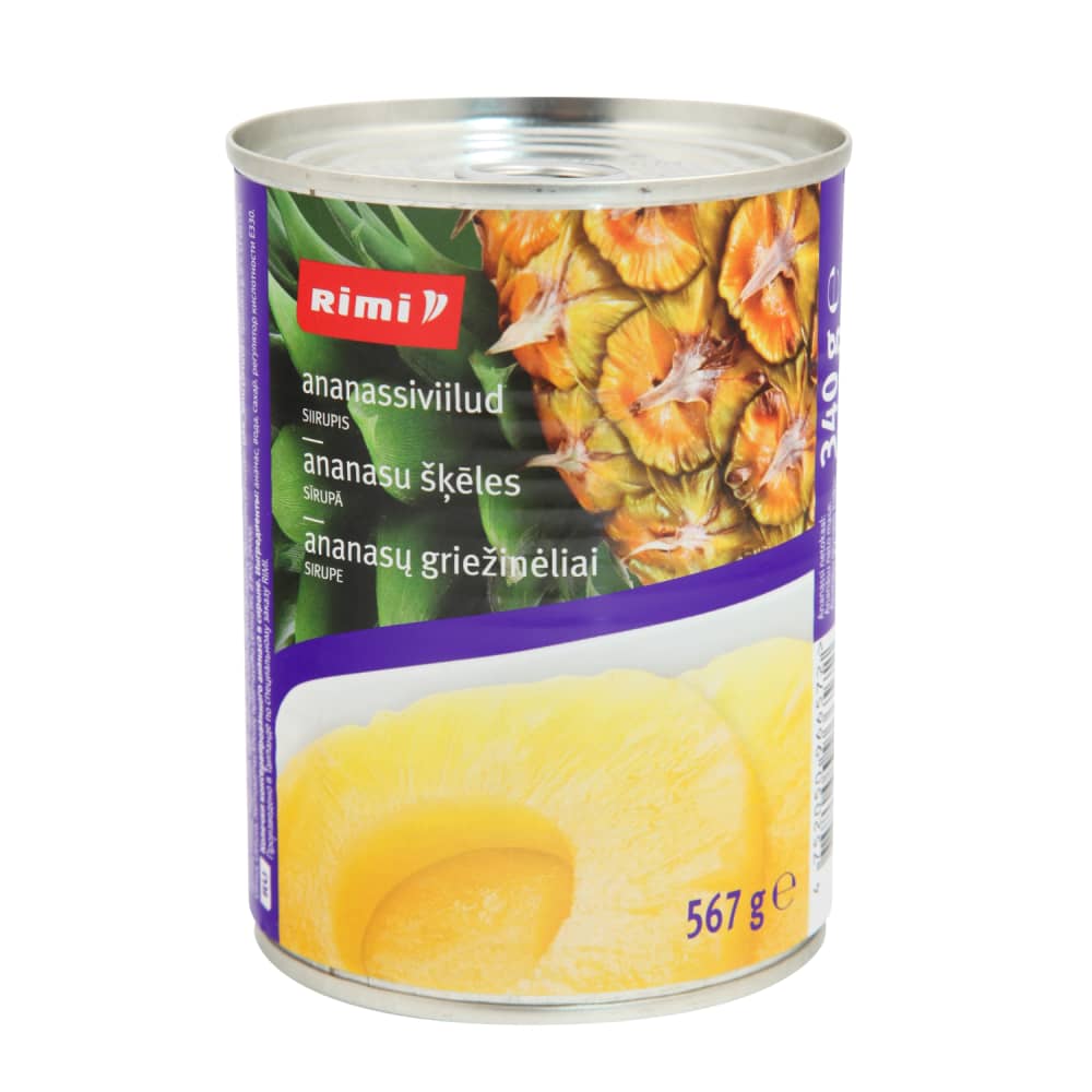 Ananasu šķēles sīrupā Rimi 567g/340g
