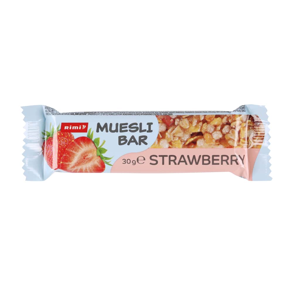 Musli batoniņš Rimi ar zemeņu garšu 30g