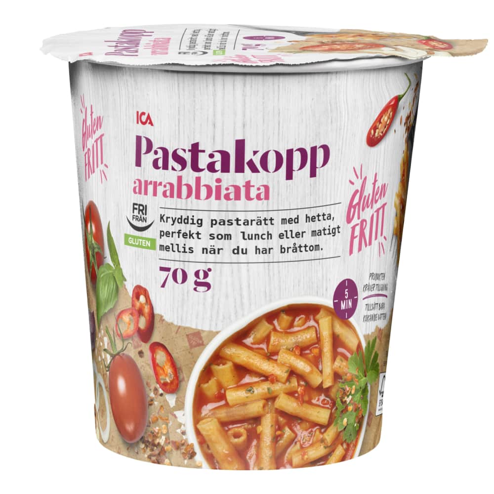 Makaroni ICA Arrabbiata bez glutēna 70g