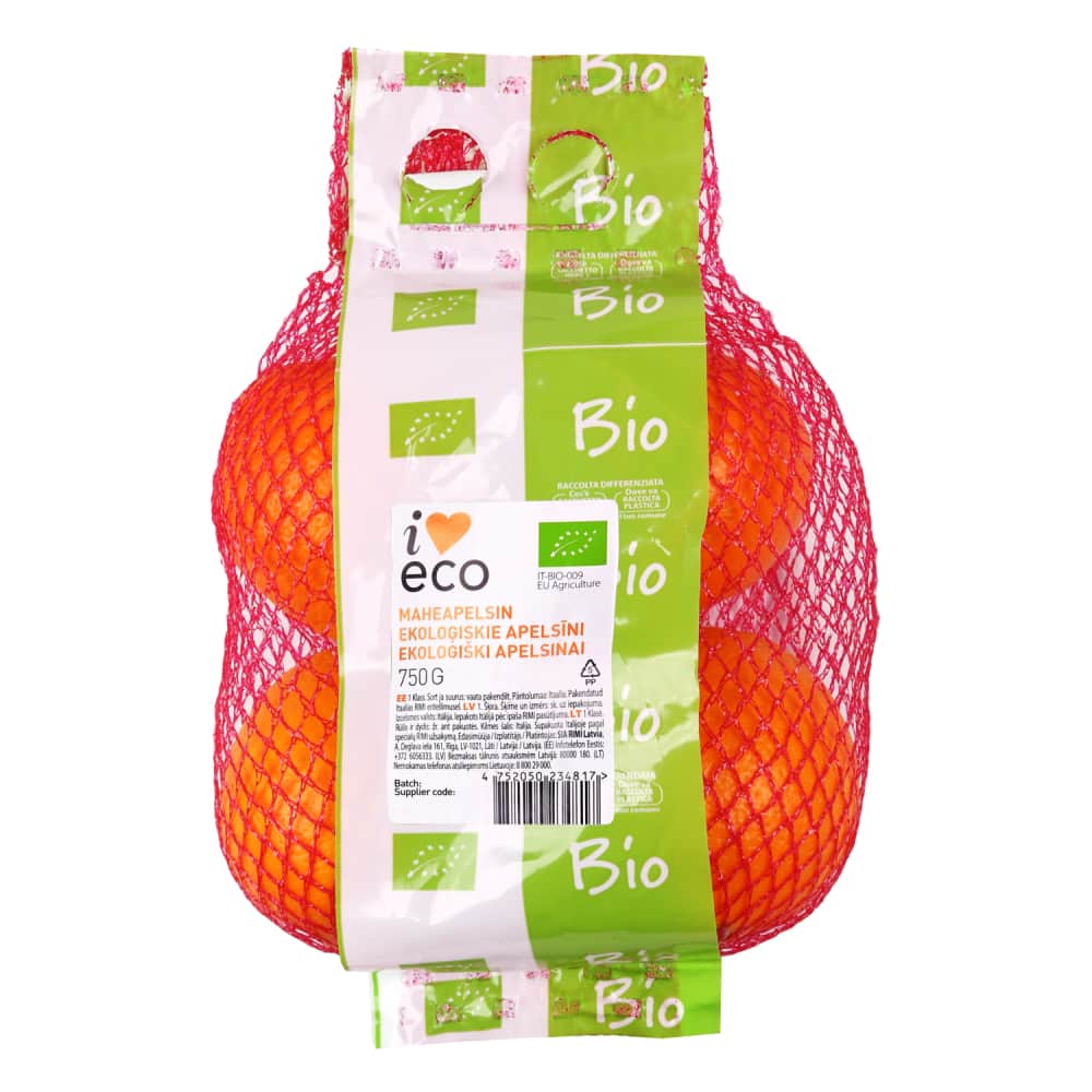 Apelsīni I Love Eco Navel 1šķ C 6-7,750g