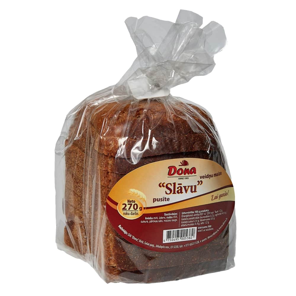 Rupjmaize Dona Slāvu pusīte, sagriezta 270g