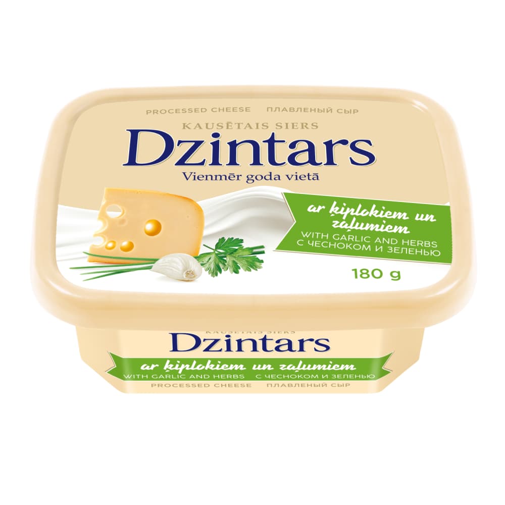 Kausētais siers Dzintars ar ķip., zaļ. 180g