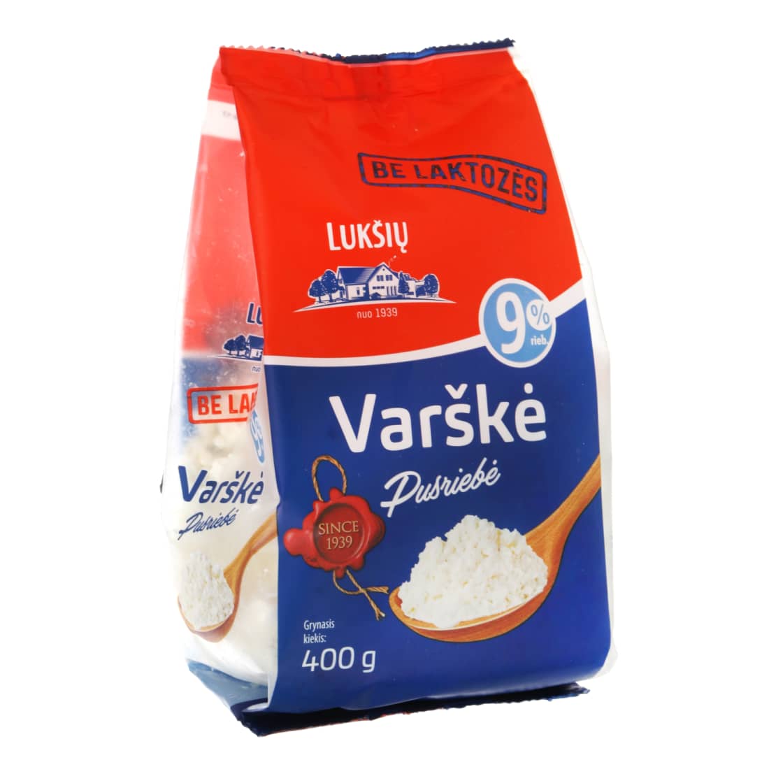 Varškė LUKŠIŲ, be lakt., 9% rieb., 400 g
