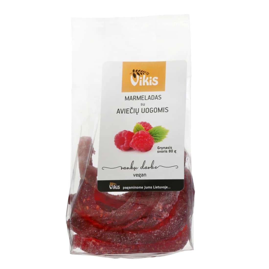 Marmelado lazdelės su avietėmis VIKIS, 80 g