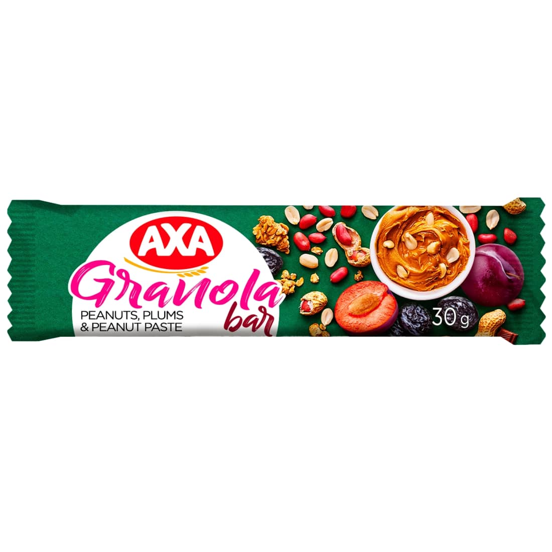 Batonėlis AXA su žem. riešut. slyvomis, 30 g