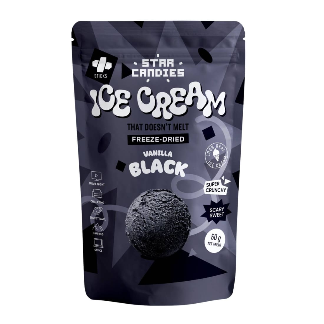 Šalt. džiov. juodi ledai STAR CANDIES, 50 g